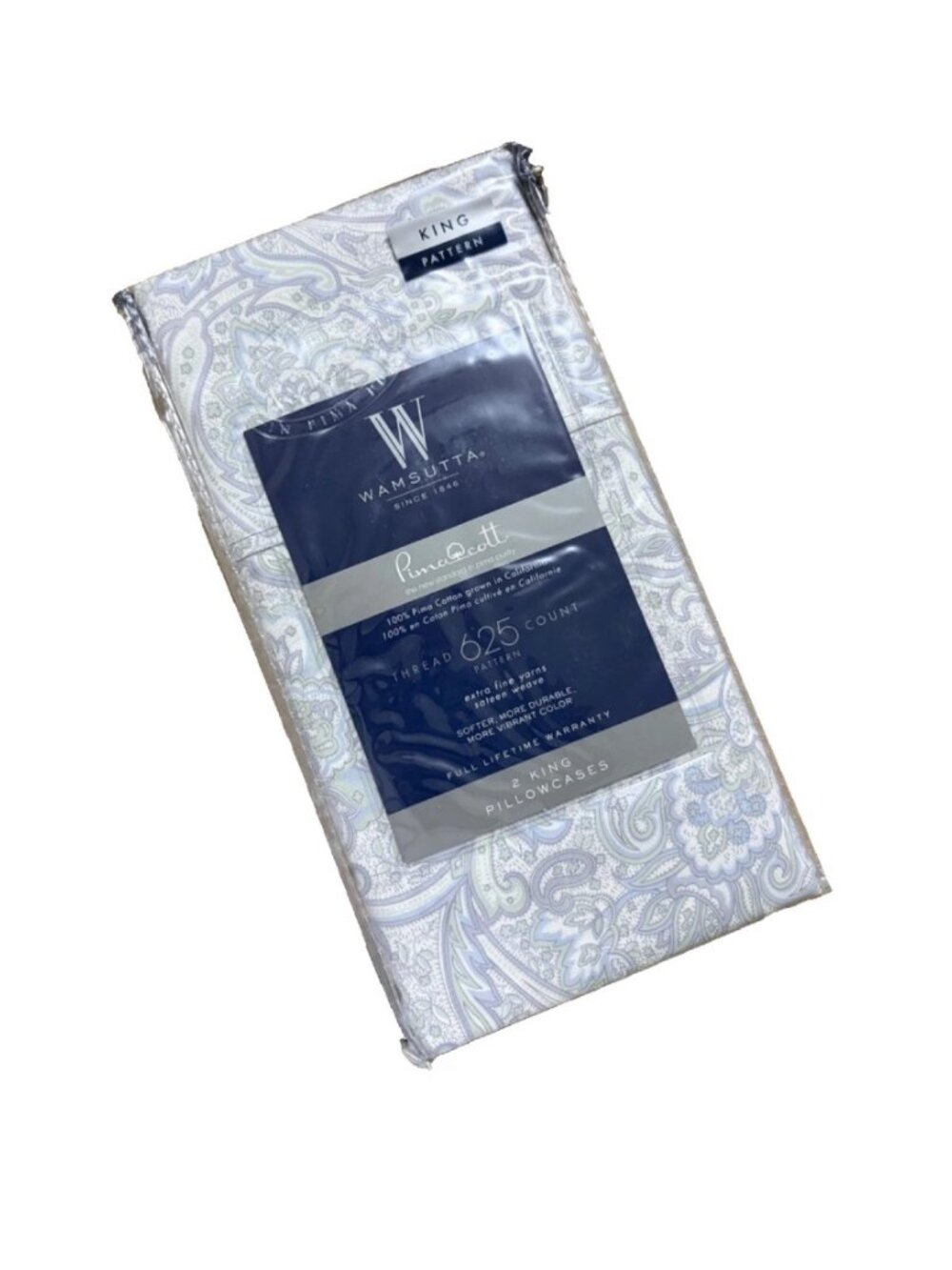 htf brand new Wamsutta Paisley Pattern 625 TC Pimacott Cotton KING Pillowcases